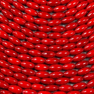 Natural Bamboo Coral Gemstone Bead 6x3mm Rice Shape Bead, Beautiful Natural Red Color Bamboo Coral Beads, Great Quality Full Strand 15.5"