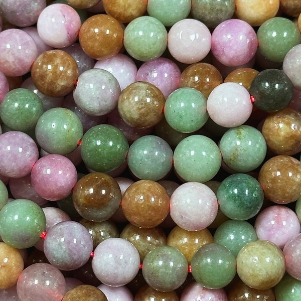 Natural Alashan Chalcedony Gemstone Bead 6mm 8mm 10mm Round Beads, Beautiful Multicolor Pink Green Alashan Beads, Great Quality 15.5" Strand