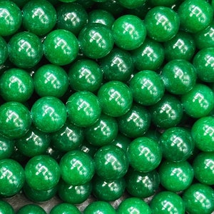 Natural Green Jade Gemstone Bead Smooth 6mm 8mm 10mm Round Beads, Gorgeous Natural Deep Green Color Jade Gemstone Bead Full Strand 15.5&quot;