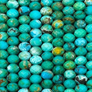 Natural Turquoise Gemstone Bead Faceted 6x4mm Rondelle Beads, Beautiful Natural Blue Green Turquoise Gemstone Beads Excellent Quality 15.5&quot;