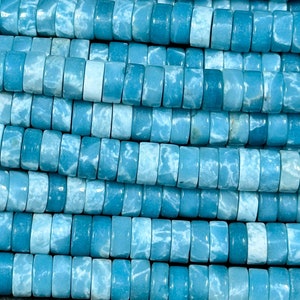 NATURAL Larimar Quartz Gemstone Bead 6x3mm Rondelle Heishi Shape Beads, Beautiful Natural Blue Color Larimar Quartz Gemstone Bead 15.5&quot;