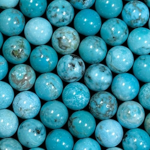 Natural Turquoise Gemstone Bead 6mm 8mm Round Bead, Beautiful Blue Color Turquoise Gemstone Beads, Excellent Quality Beads Full Strand 15.5&quot;