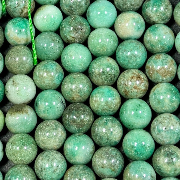 Natural Australian Green Grass Agate Gemstone Bead 6mm 8mm 10mm Smooth Round Bead, Gorgeous Green Color Grass Agate Bead Great Quality 15.5"