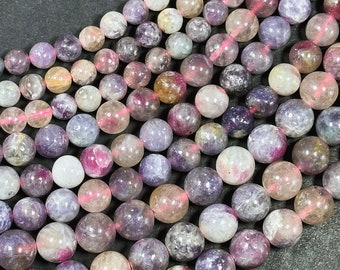 Natural Purple Tourmaline Gemstone Bead 6mm 8mm 10mm Round Beads, Beautiful Purple Pink Color Tourmaline Gemstone Beads Full Strand 15.5"