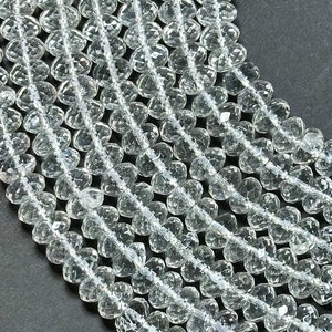 Natural Clear Rock Crystal Quartz Faceted 9x5mm Rondelle Beads, Gorgeous Natural Clear Crystal Quartz Gemstone Bead, Excellent Quality 15.5&quot;