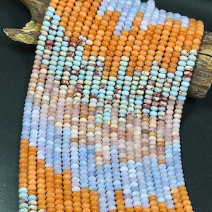 Natural Mixed Gemstone Beads 8x5mm Rondelle Shape, Beautiful Flower Agate Aquamarine Jade Imperial Jasper Gemstone Beads, Full Strand 15.5&quot;