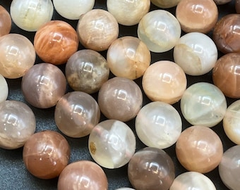 AAA Natural moonstone bead. 6mm 8mm 10mm 13mm round bead . Gorgeous natural creamy white with brown orange multi color moonstone bead.