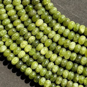 Beautiful Olive Green Jade Gemstone Bead 8x5mm Smooth Rondelle Beads, Gorgeous Olive Green Color Jade Gemstone Beads Full Strand 15.5&quot;