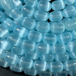 Natural Blue Selenite Gemstone Bead 12x8mm Tube Shape Bead, Beautiful Turquoise Blue Color Selenite Beads, Great Quality Full Strand 15.5"