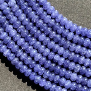 Beautiful Dark Blue Purple Jade Gemstone Bead 8x5mm Smooth Rondelle Bead, Gorgeous Dark Blue Purple Color Jade Stone Beads Full Strand 15.5&quot;