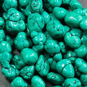 Beautiful Howlite Turquoise Gemstone Beads Freeform Nugget Shape Beads, Gorgeous Green Turquoise Color Howlite Stone Bead, Full Strand 15.5&quot;