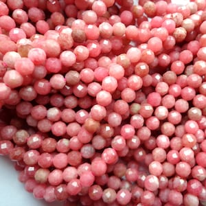 AAA Natural Rhodochrosite Gemstone Beads, 2mm, Faceted Round Shape Beads, Beautiful Pink Beads, Great Quality Beads! Full length 15.5&quot;
