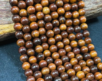 Natural Black Rosewood Beads 6mm 8mm 10mm Round Beads, Natural Dark Brown Aromatic Wood Meditation Prayer Mala Beads Full Strand 15.5"