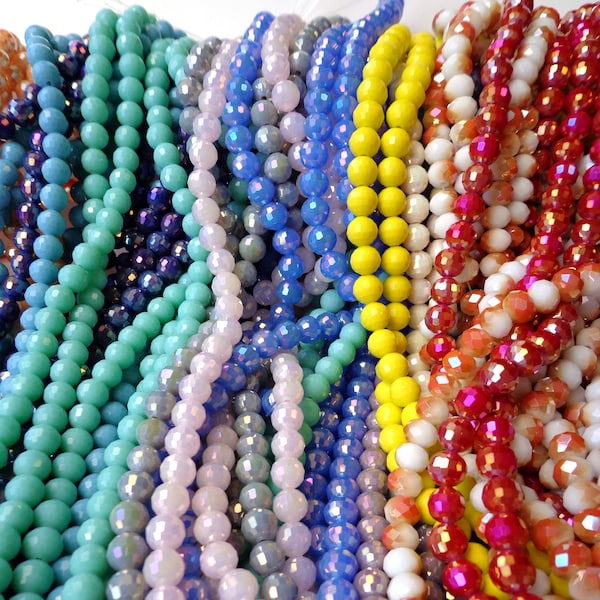 Bulk! 550 beads Multi-Color Crystal 8mm Rondele Chinese Crystal Beads Spacer Beads Glass Beads, Wholesale price. Great for JEWELRY making