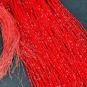 Beautiful Chinese Crystal Glass Beads, Faceted 2mm Round Beads, Gorgeous Bright Red Color Chinese Crystal Glass Beads 15.5&quot;