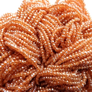 Chinese Crystal Beads, Spacer Beads, Glass Beads, 2mm Beads, Faceted Rondelle Beads, Orange Beads, Great Quality Beads! Full length 15.5&quot;