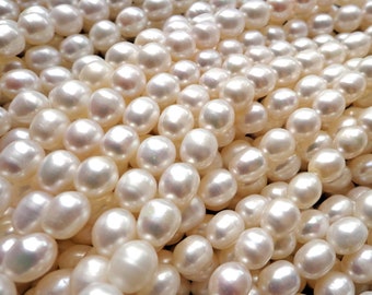 AAA Natural Freshwater Pearl Beads, 4mm, 6mm, 7mm, 8mm, 9mm, Rice  Shape Beads, White Beads, Great Quality pearl Beads! Full strand !