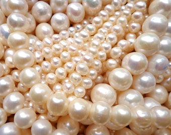 AAA Natural Freshwater Pearl Beads, 4mm 5mm, 6mm, 8mm, 9-10mm,11-12mm round Shape Beads, Beautiful natural white fresh water pearl bead. 14”