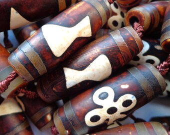 Full length 15.5 Great Quality Beads Tube Shape Beads 40x11mm AAA Natural Tibetan Agate Gemstone Beads Beautiful Brown Beads