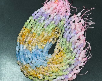 Natural Mixed Gemstone Bead 8-12mm Freeform Pebble Shape Beads, Gorgeous Multicolor Mixed Gemstone Bead, Excellent Quality Full Strand 15.5"
