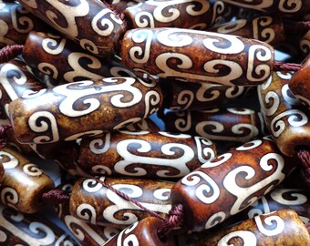 Full length 15.5 Great Quality Beads Tube Shape Beads 40x11mm AAA Natural Tibetan Agate Gemstone Beads Beautiful Brown Beads