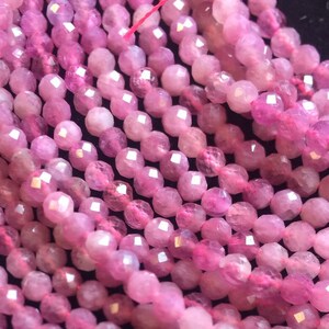 AAA Natural pink tourmaline beads . 2mm 3mm 4mm faceted cut beads . Gorgeous  pink tourmaline beads . Natural gemstone s beads . 15.5”strand