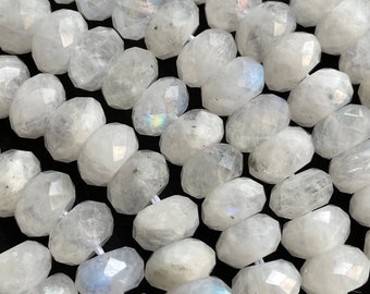 Fine 5mm Blue Flash Rainbow Moonstone Gemstone Micro Faceted Heishi Beads 15 Strand 826 A