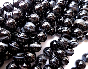 103437 10MM Black Agate Beads Grade AAA Genuine Natural Micro Faceted Round Gemstone Loose Beads 37 19 Pcs