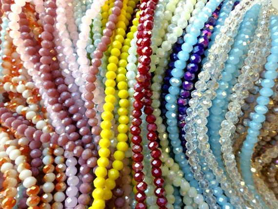 6MM Glass Beads for Bracelet, (15 Colors & 1350 Total) Porcelain Crystal  Rondelle Faceted Beads Strand, DIY Handwork Beading, Spacer Bead for  Jewelry