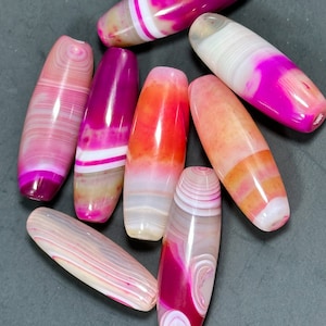 AAA Natürliche Botswana Achat Stein Bead 40 x 14 mm Barrel Form Perlen, wunderschöne Hot Pink Magenta Farbe Botswana Achat Stein Perlen, LOOSE Perlen