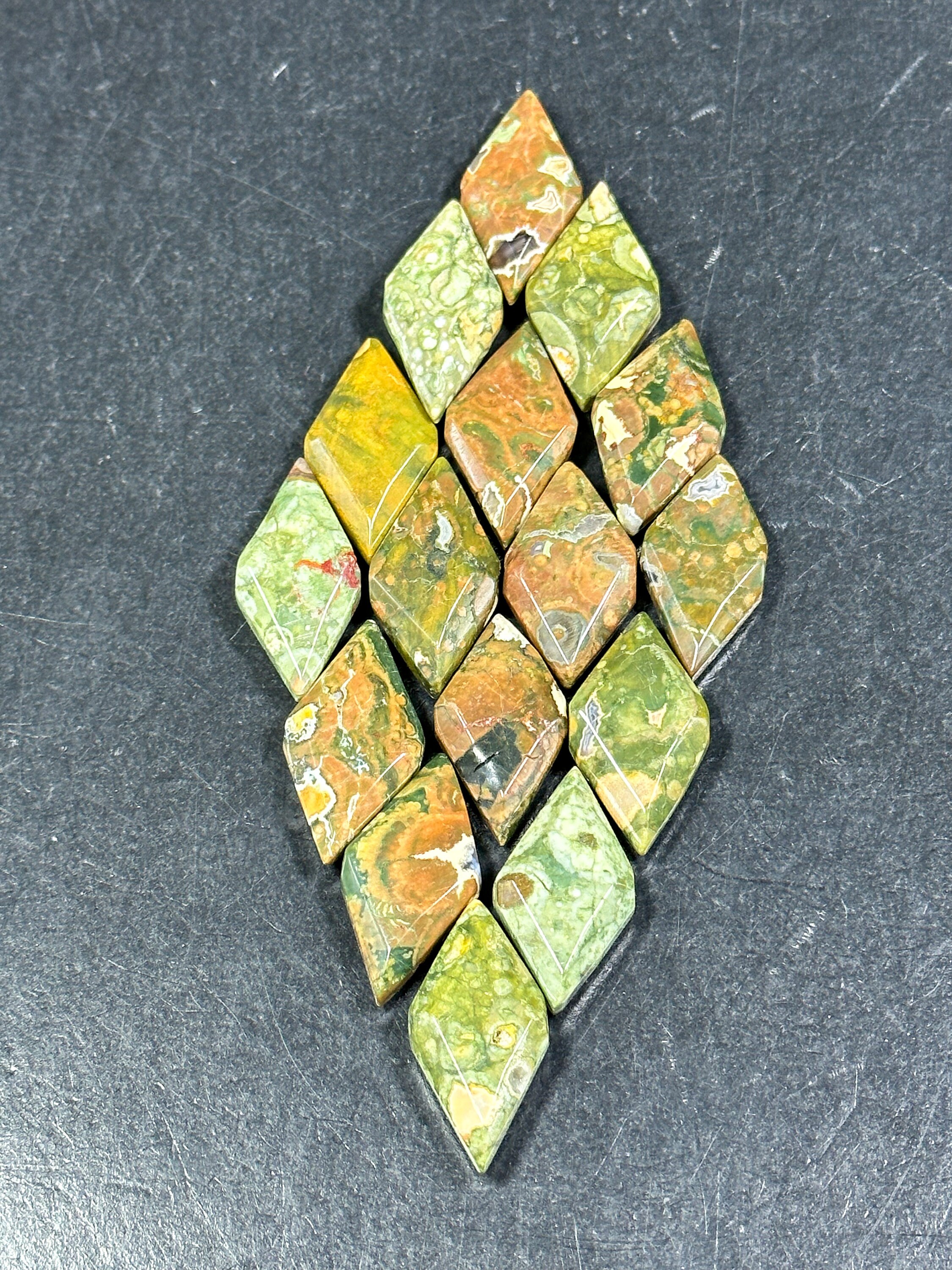 Pyroclastic Rhyolite Green AAA NATURAL Rainforest Rhyolite Gemstone Bead Faceted 28x14mm Diamond ...