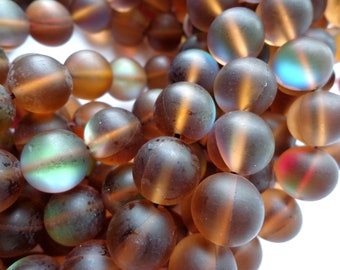 Mermaid Glass Beads, 6mm,8mm,10mm,12mm beads, Round Beads, Beautiful Rainbow Brown Beads, Great Quality Beads, Full Strand 15.5 inches,