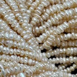 AAA Natural Freshwater Pearl Beads, 4-5mm Keshi Shape Beads, Beautiful natural creamy fresh water pearl bead. 14”