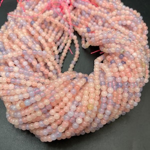 Natural morganite stone bead. 4mm round bead. Gorgeous natural pink color morganite gemstone bead. 15.5” strand
