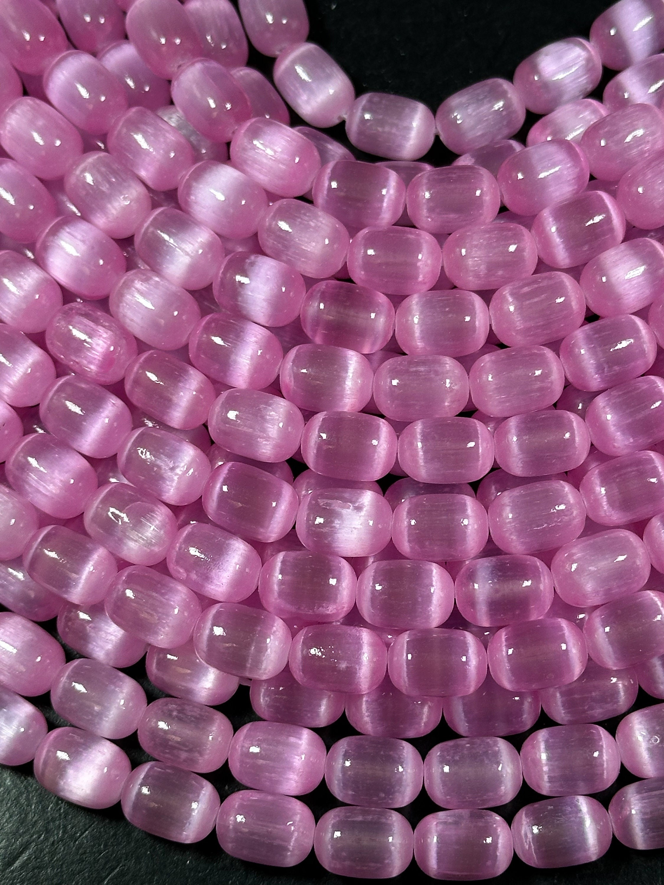 100 Perline Di Ossidiana Naturale Liscia 6 Mm Con Cordino Elastico 10 M – Per Creazione Gioielli Fai Da Te