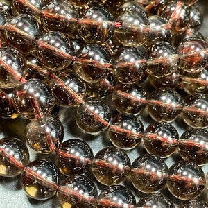 AAA Natural Smooth Smoky quartz. 4mm 6mm 8mm 10mm 12mm round bead. Gorgeous smoky brown color. Super clear nice quality smoky quartz 15.5”