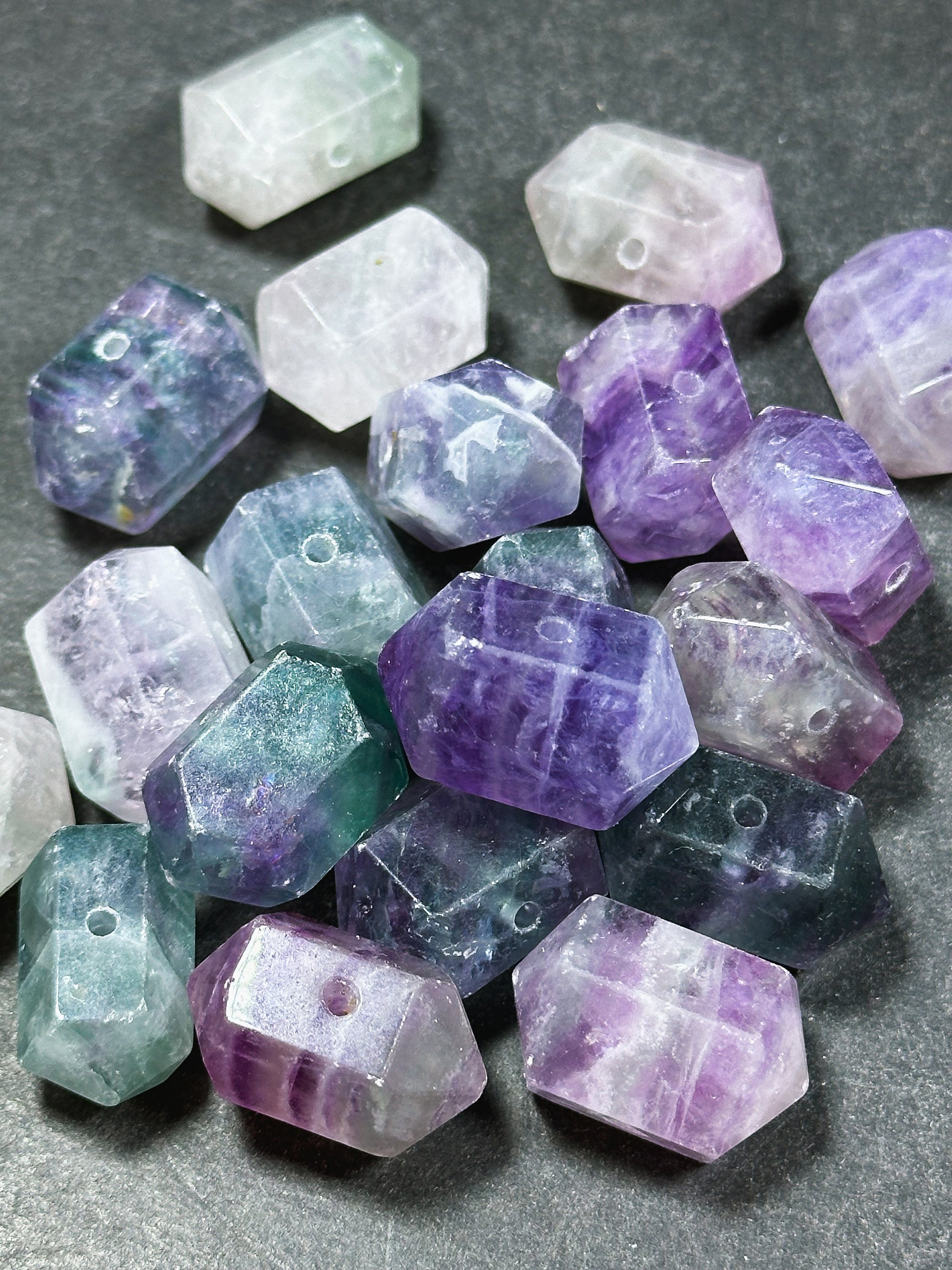 Perles Fluorite Naturelle En Tranches – 9 à 12 Mm, Brin De 7″, 109 Carats, Lot Neuf