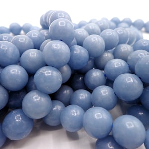 NATURAL Gemstone Angelite, Smooth Round, 6mm  8mm,10mm, 12mmFull Strand 16&quot;, Great for making JEWELRY! Not treated in any way! AAA quality