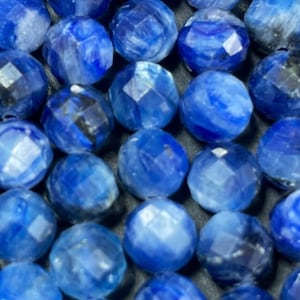AAA Natural kyanite gemstone round bead. Faceted 4mm6mm round bead.  Excellent quality kyanite gemstone bead . Full strand 15.5”