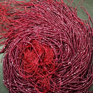 AAA Natural red ruby gemstone bead. 2mm round bead. gorgeous natural dark  red color. excellent quality. full strand 15.5”