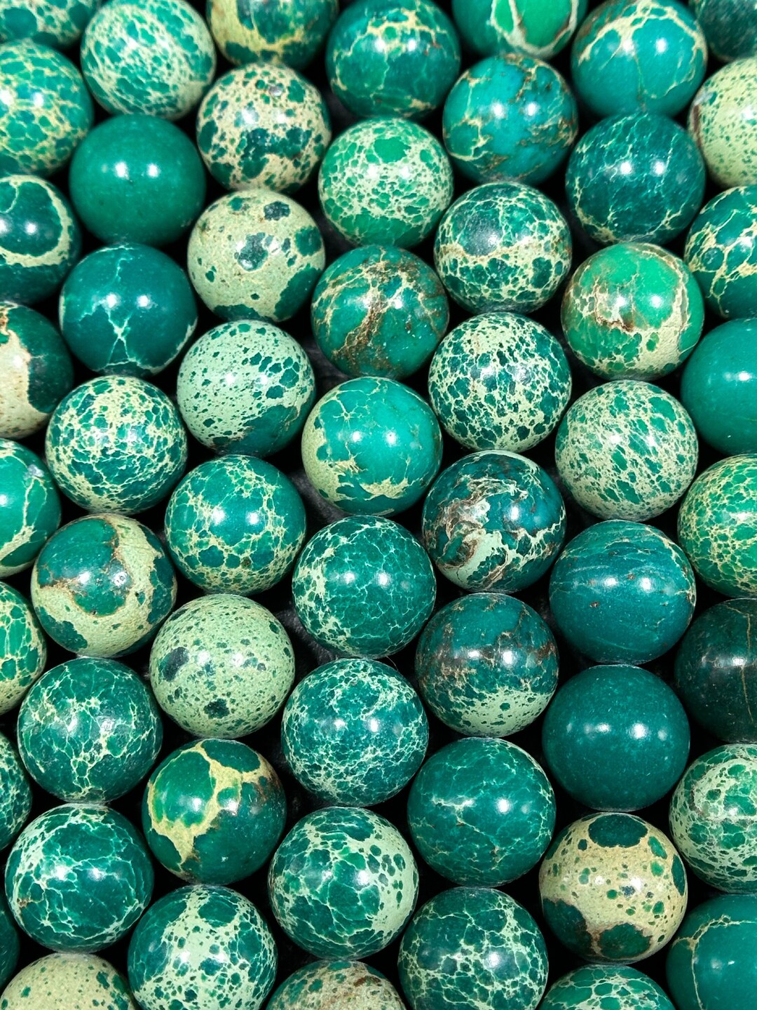 Perle Rotonde Lisce Di Diaspro Sedimentario Blu Oceano Da 4 - Foto 8