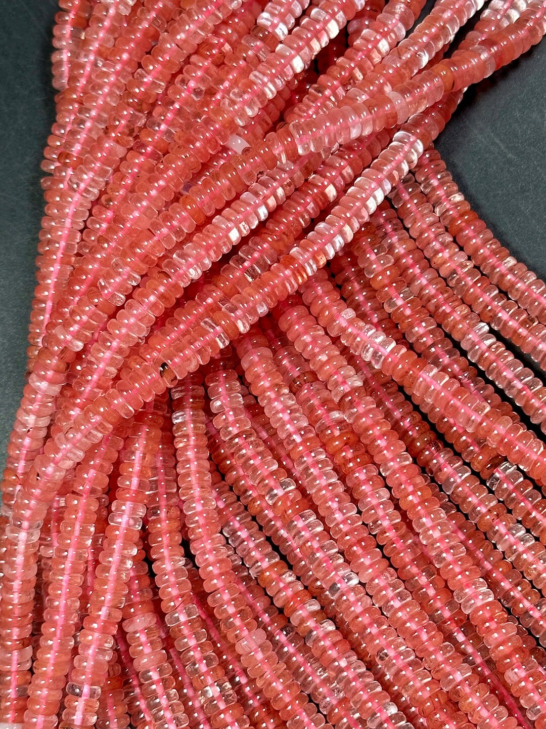 NATURAL Watermelon Quartz Gemstone Bead 6x2mm Rondelle Shape, Beautiful