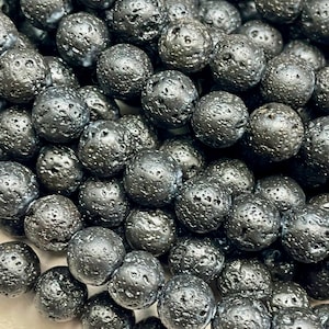 AAA Natural lava rock stone bead . 4mm 6mm 8mm 10mm 12mm round bead. Beautiful natural black color lava rock stone bead. Full strand 15.5”