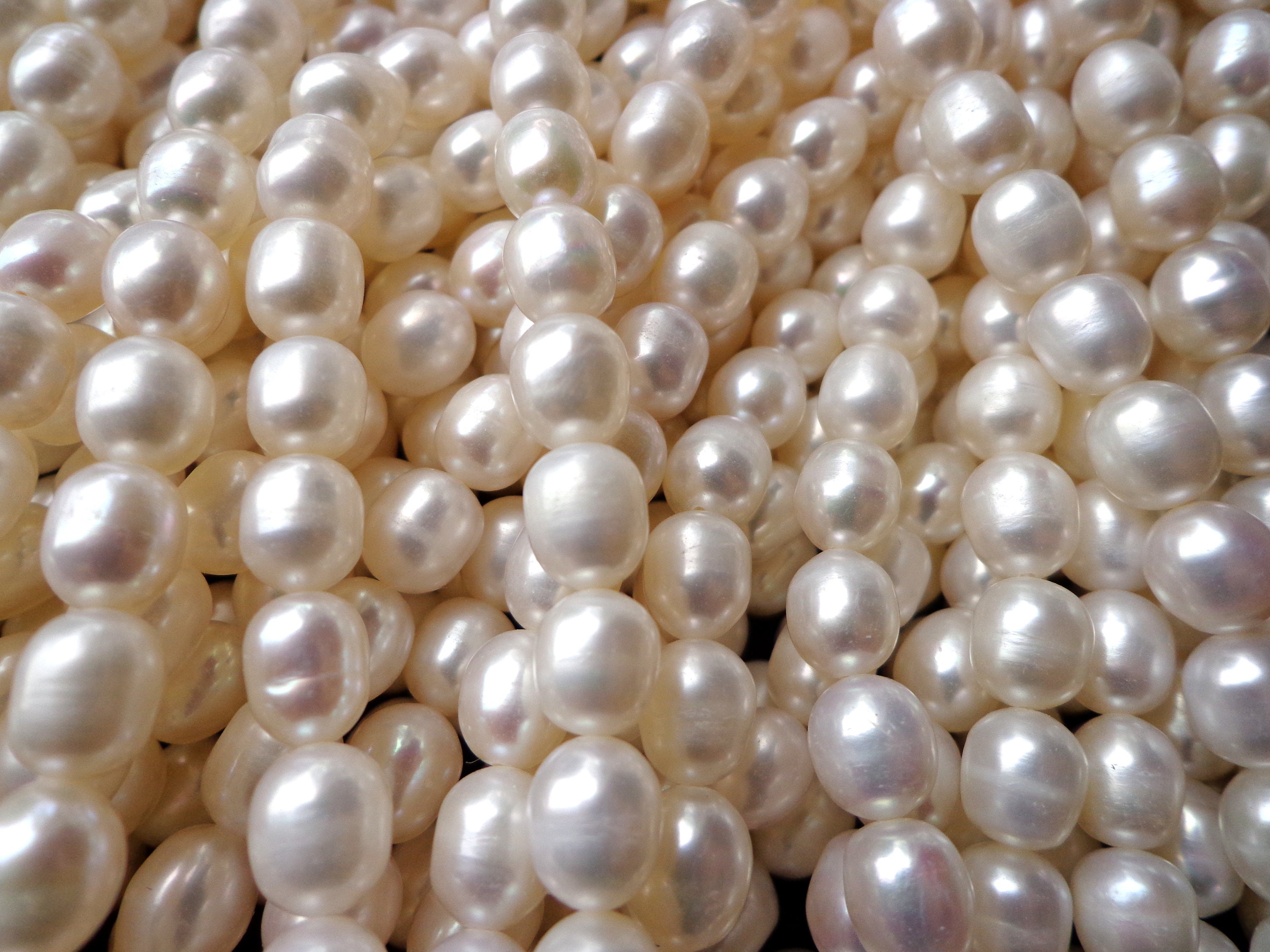 6-7mm AAA Near Round Freshwater Pearl Strands, White Round Real Pearl  Beads, Cultured Lustrous Pearls, Natural Pearl Jewelry , FR300-WS 