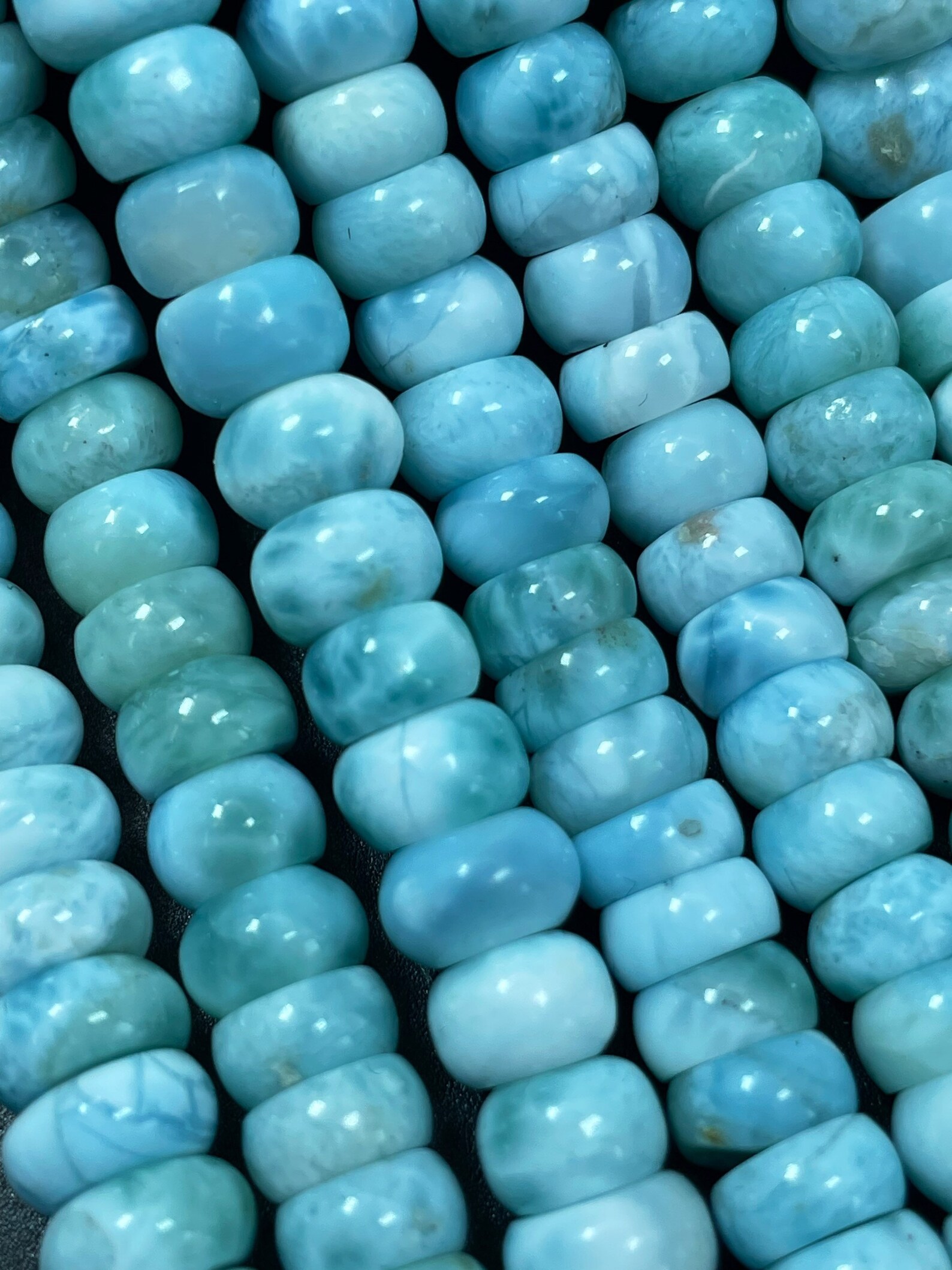 AA +100% Natural Larimar Gemstone Bead. 8mm Rondelle Shape. Beautiful ...