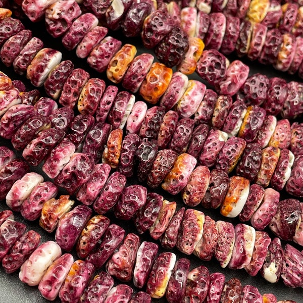 AAA Natural purple spiny oysters shell bead. 4x10mm Roundell shape. Gorgeous natural purple spiny oysters shell bead . Unique beautiful !