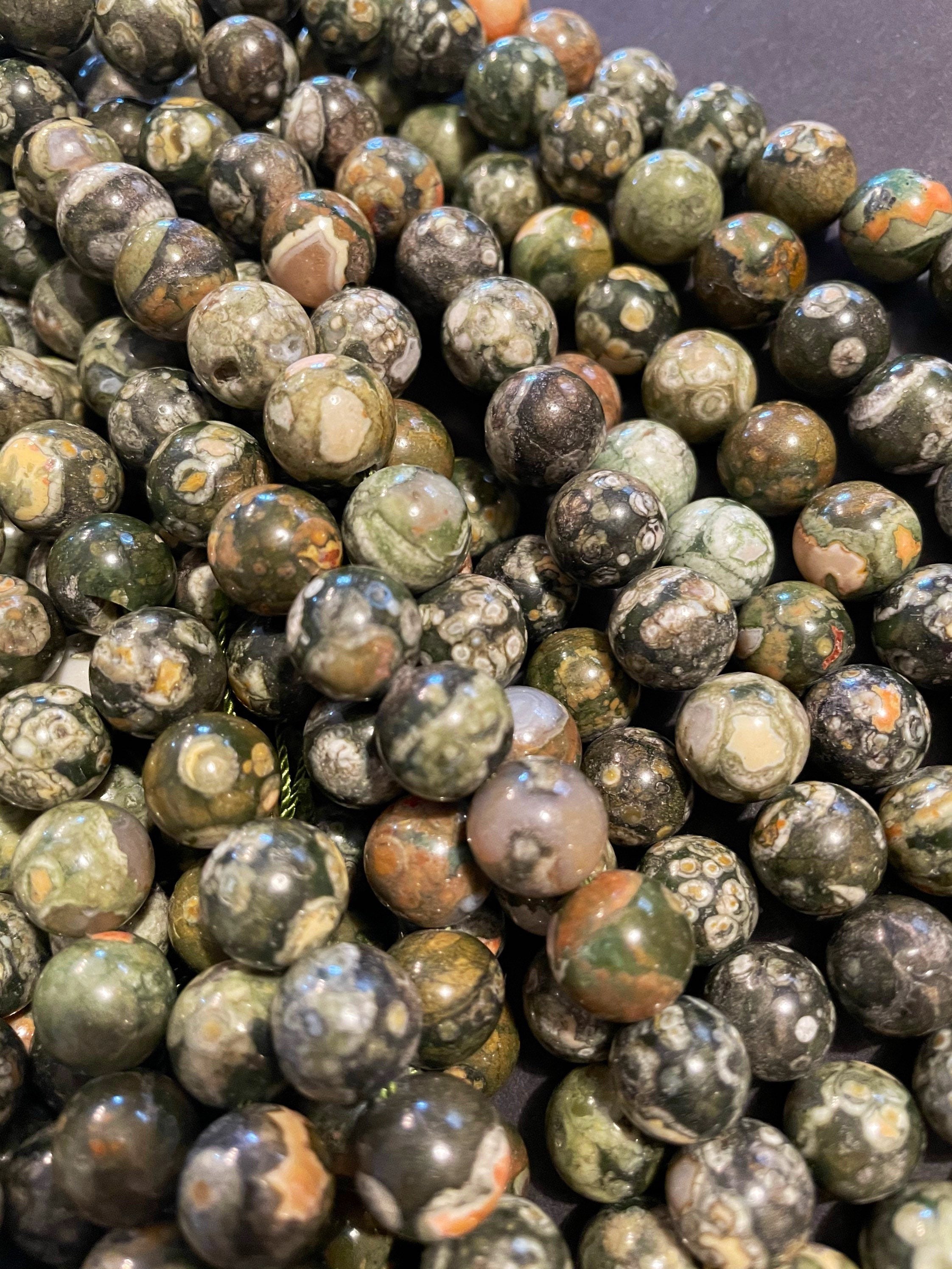 Natural Rhyolite. 6mm 8mm 10mm 12mm Round Bead. Gorgeous Green Brown ...
