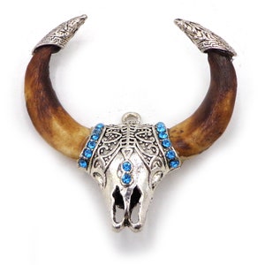NATURAL Wolf Teeth with Silver Plated Buffalo Head, 65x61mm Pendant, Great for JEWELRY making! Not treated in anyway! AAA Quality!