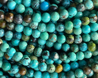 Natural turquoise stone bead. 4mm smooth round bead . Beautiful natural blue color turquoise stone bead. Great quality turquoise bead. 15.5”