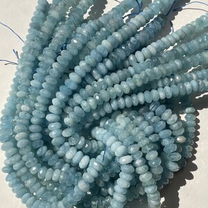 AAA Natural Blue Aquamarine Stone Bead . Faceted 4x7m 5x8mm 6x9mm ...